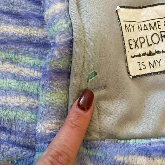 The North Face Osolita Zip Up Fleece Jacket Sweater Grapemist Blue Wavy Stripe:L - Picture 12 of 13